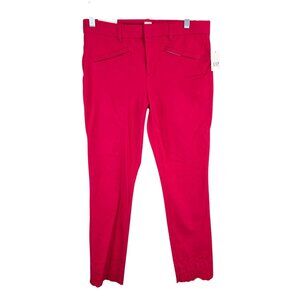 Womens Gap Red Skinny Ankle Pants Embroidered Cotton Blend Mid Rise Stretch 6